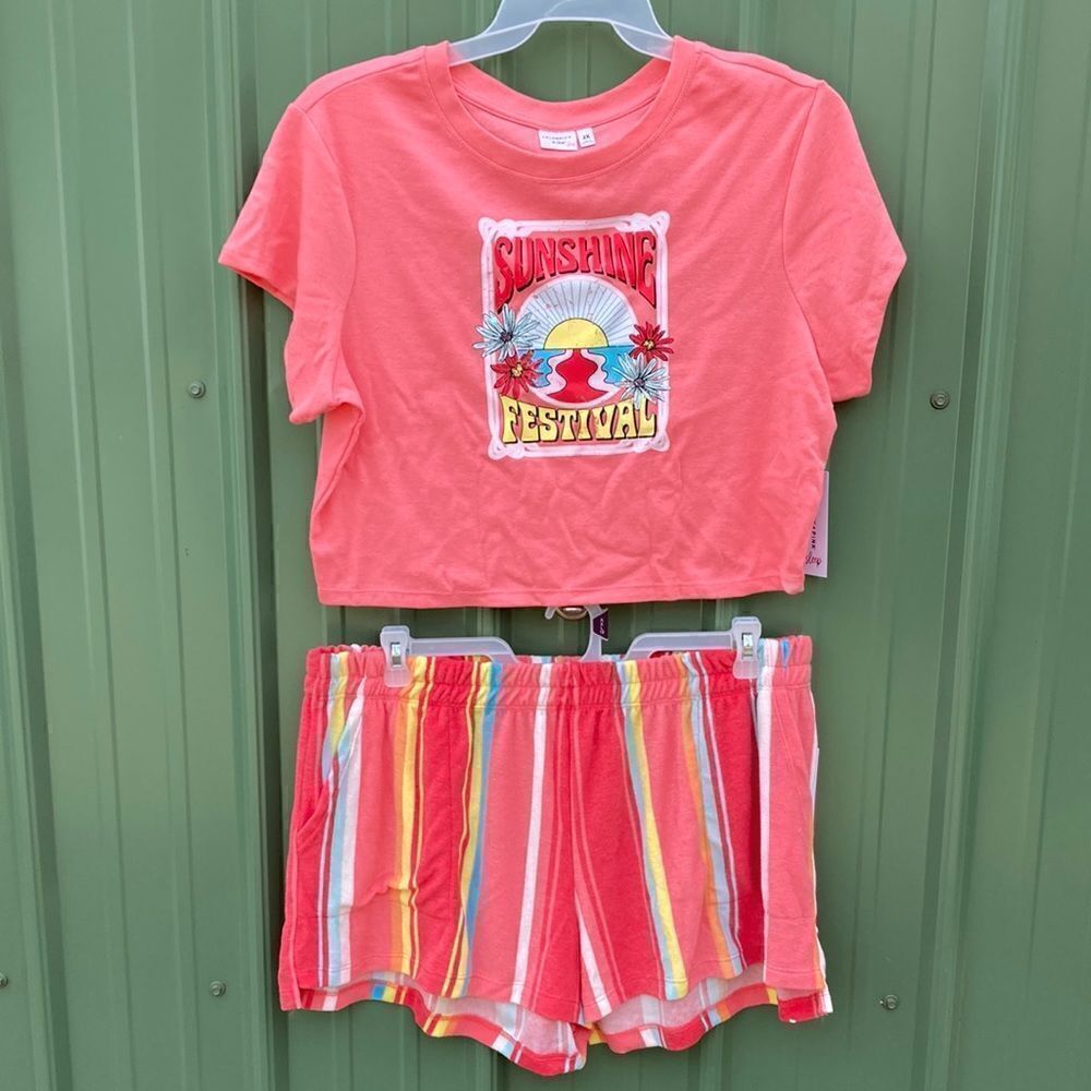Women’s Celebrity Pink Lounge Sleep Pajama Baby T-Shirt & Shorts Set Size XXL 19